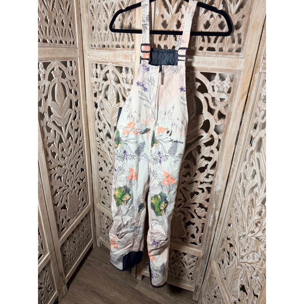 Arctix Women Floral Insulated Snow Bibs Pink Forest Print Ski Overalls 1550 M